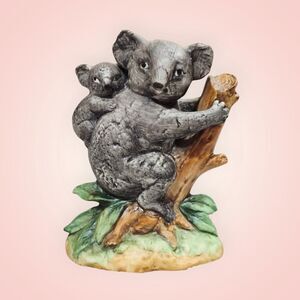 Vintage Lefton Koala Bear Figurine Mother and Baby Hand Painted